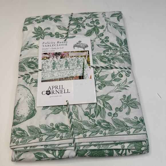 NEW April Cornell Cotton Felicity Bunny Tablecloth - Picture 1 of 3